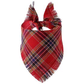 Plaid Tassel Triangle Scarf Pet Dog Pet