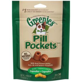 Greenies Pill Pockets Dog Treats Real Peanut Butter Flavor Capsule 30 Count 7.9 oz