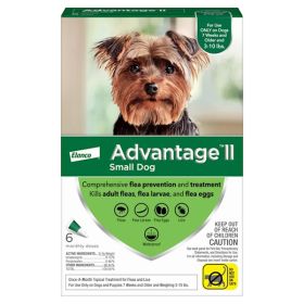 Advantage II Dog Small Green 6-Pack