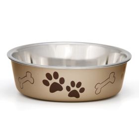 Loving Pets Metallic Dog Bowl Paw Print Champagne Small