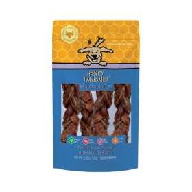 Honey IM Home Dog Natural Honey Coated Buffalo Treats Braided Gullet 3.53Oz